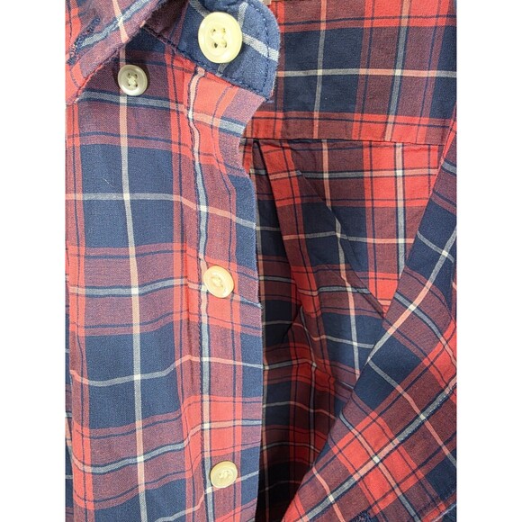 GAP Shirt Mens L Red Blue Check 100% Cotton Flannel Twill Standard Fit Button Up - Picture 3 of 6
